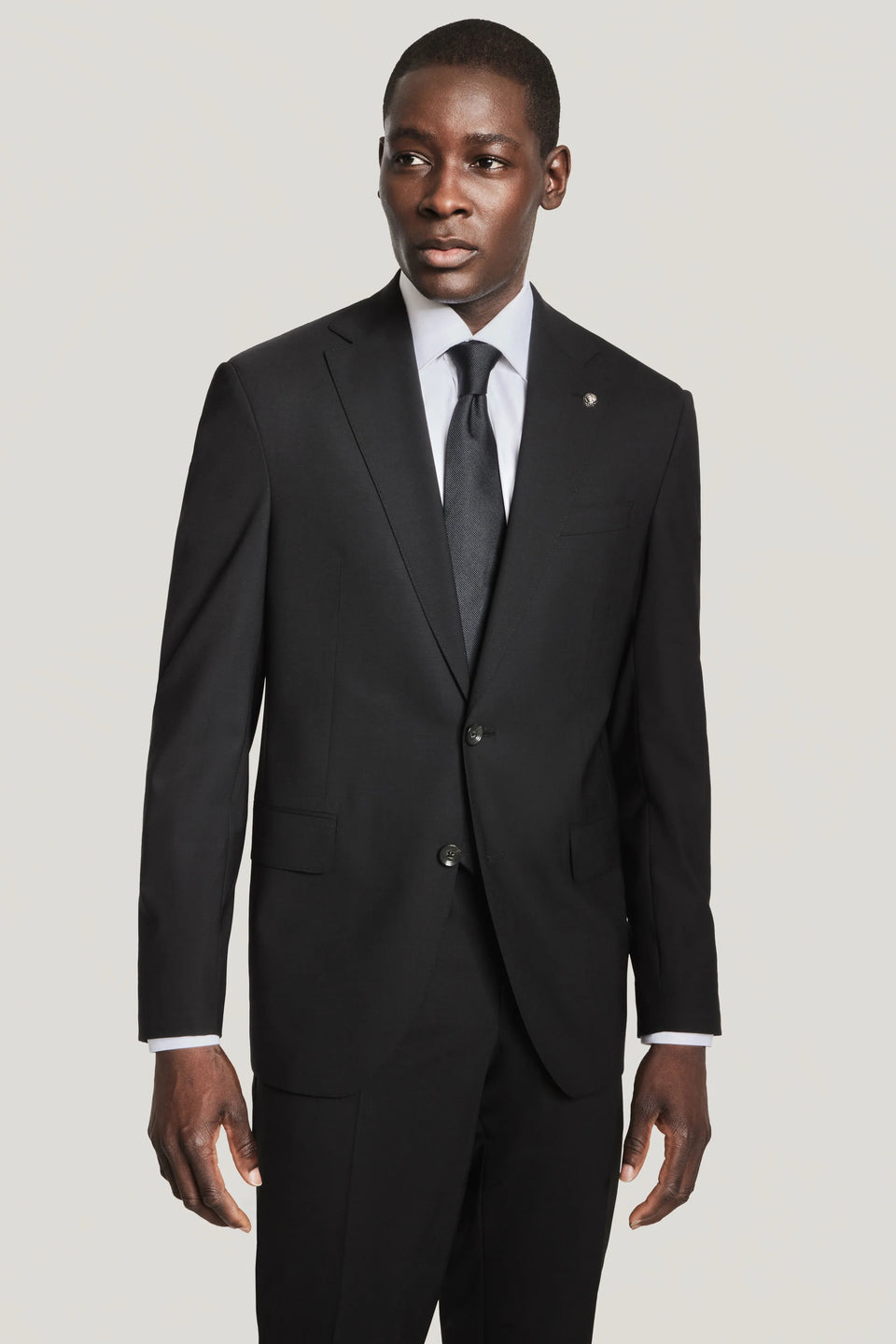 Jack Victor Wool Solid Black Suit