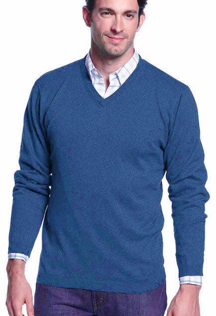 FX Fusion V-Neck Sweater Cobalt - Hajjar's Big & Tall Mens Clothing