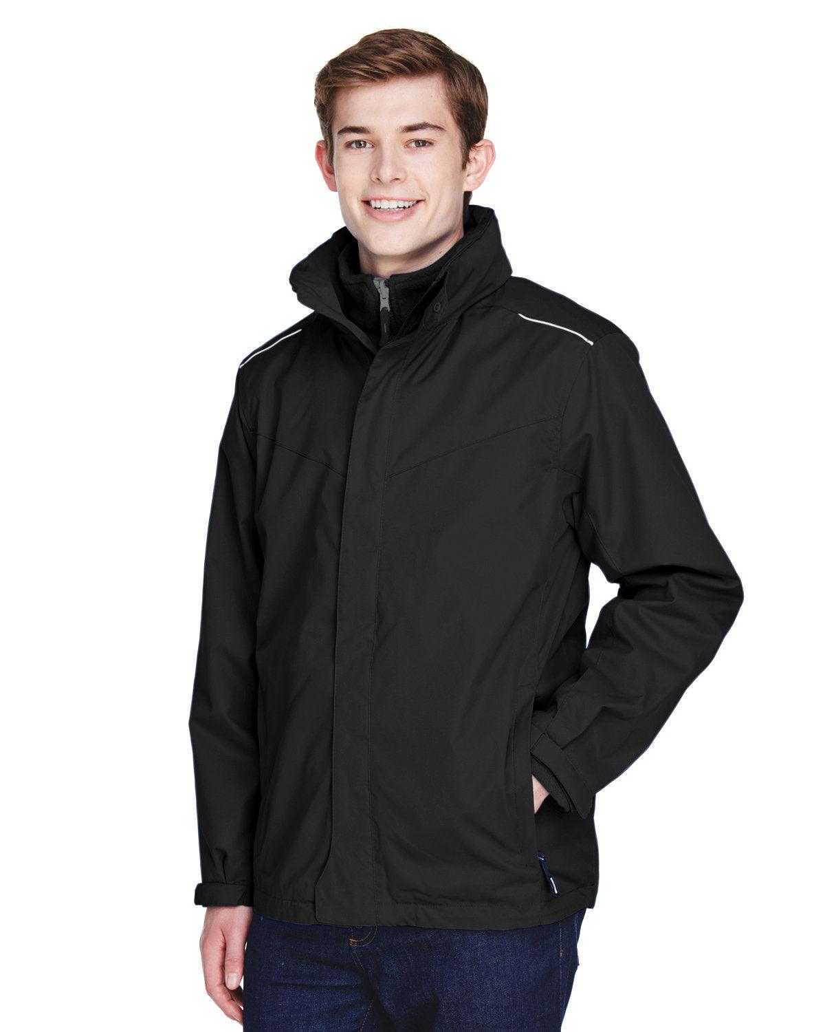CORE365 Men's Tall 3-in-1 Jacket with Fleece Liner Black - Hajjar's Big & Tall Mens Clothing