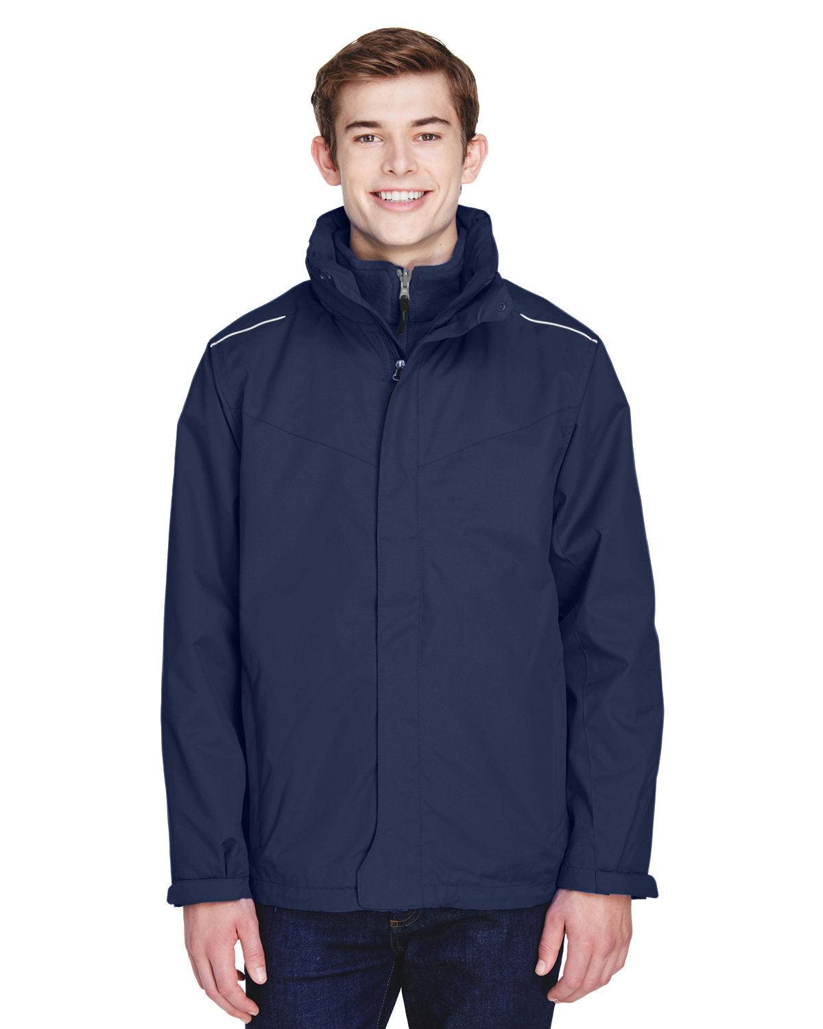 CORE365 Men's Tall 3-in-1 Jacket with Fleece Liner Navy Blue - Hajjar's Big & Tall Mens Clothing