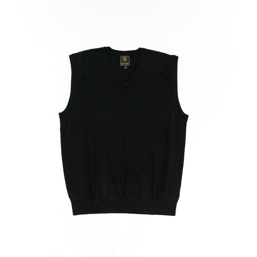 FX Fusion V-Neck Sweater Vest Black - Hajjar's Big & Tall Mens Clothing