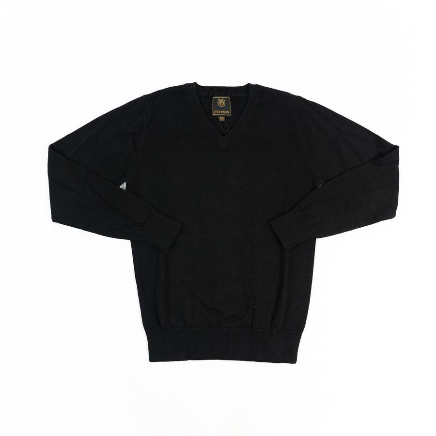 FX Fusion V-Neck Sweater Black - Hajjar's Big & Tall Mens Clothing