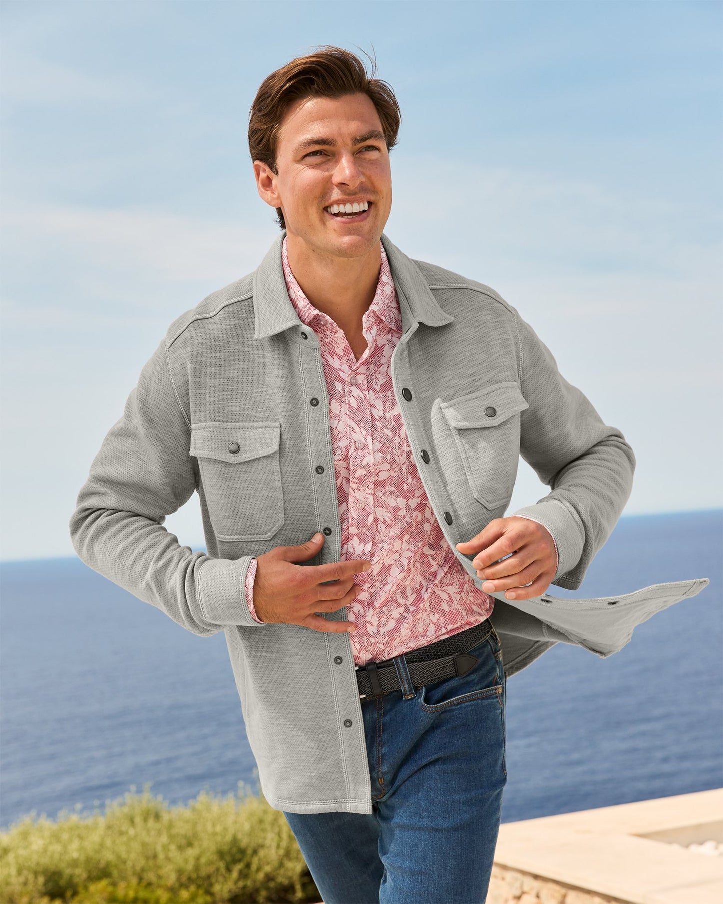 Tommy Bahama Trinidad CPO Shirt Jacket Smoke Grey