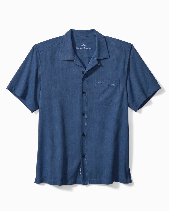 Tommy Bahama Coastal Breeze Check IslandZone® Camp Shirt Dockside Blue