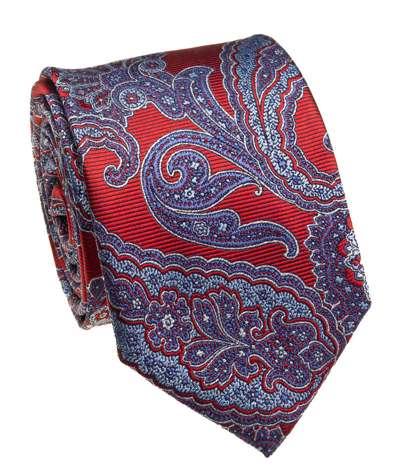 Bocara Silk XL Necktie Red Paisely