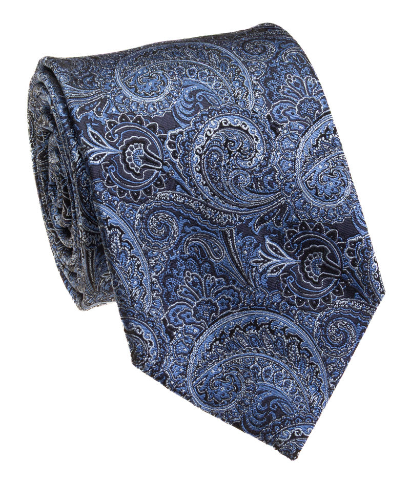 Bocara Silk XL Necktie Blue Paisely