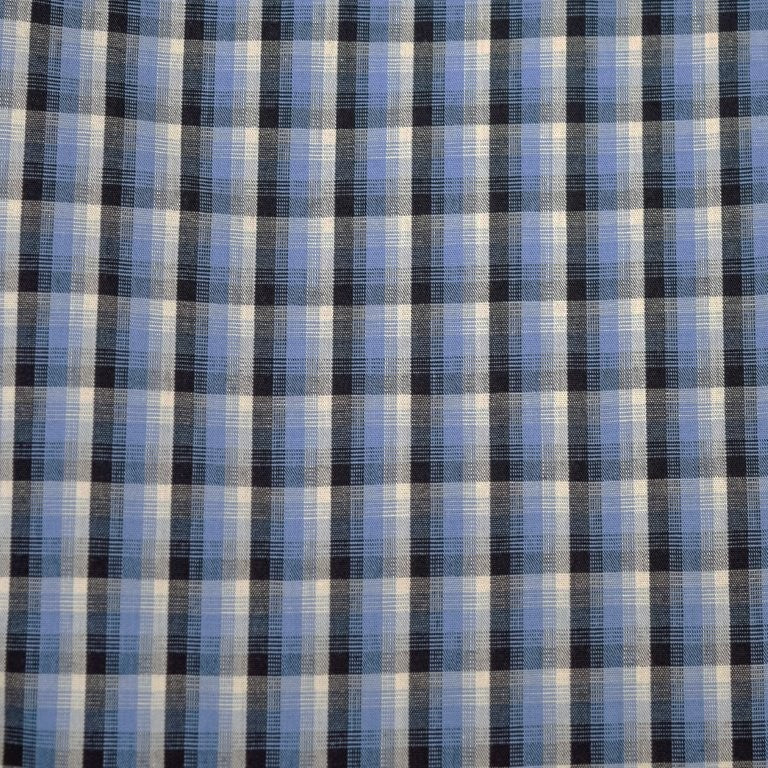 FX Fusion Long Sleeve Dress Shirt in Mini Check Blue