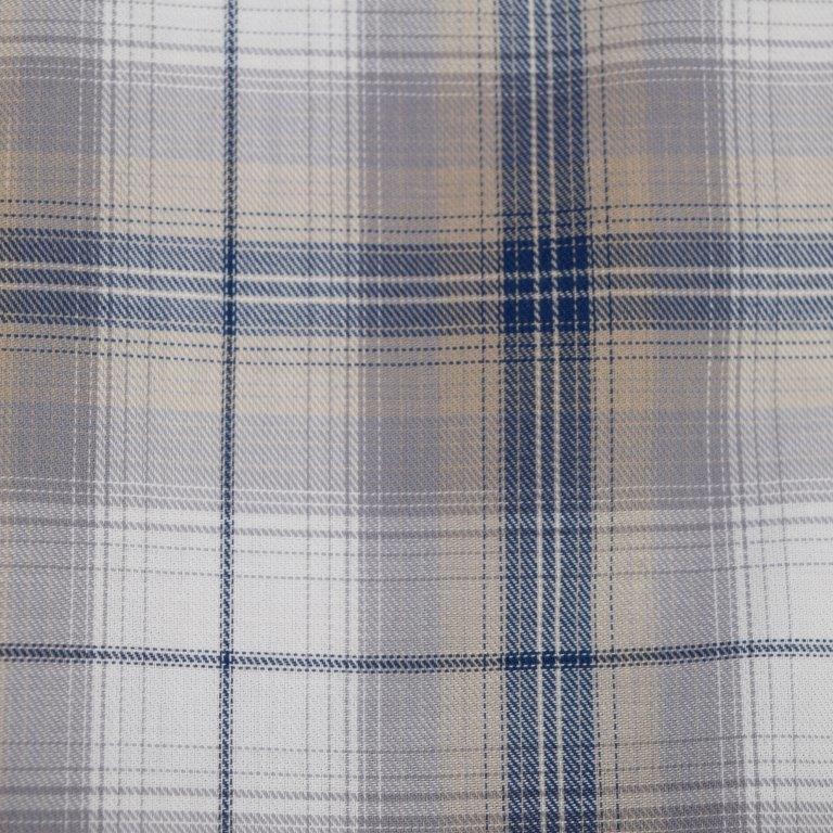 FX Fusion Easy Care Cotton Poly Woven Shirt Silver/Tan/Indigo Check - Hajjar's Big & Tall Mens Clothing