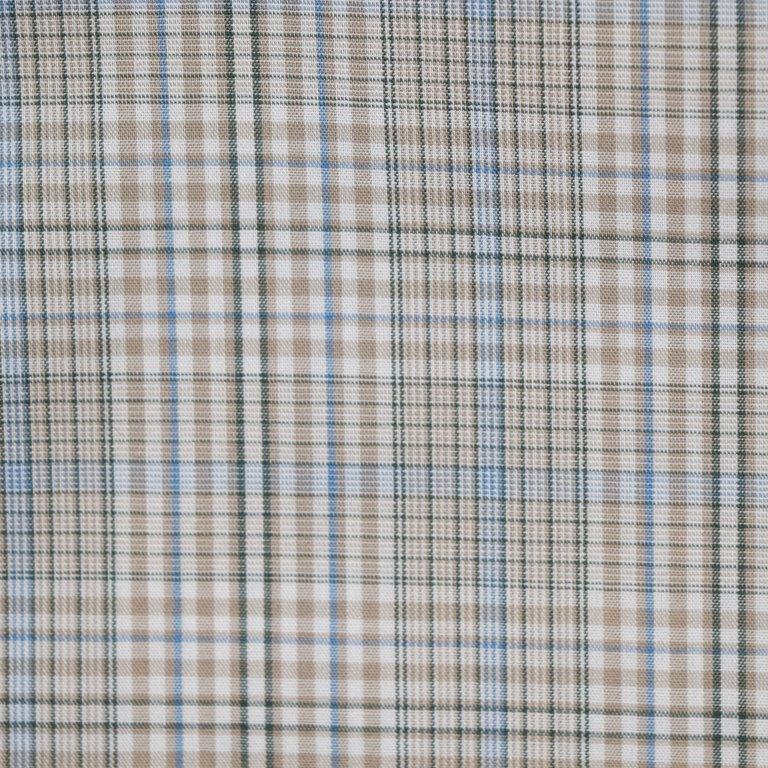 FX Fusion 100% Cotton Woven Shirt Ecru Multi Plaid