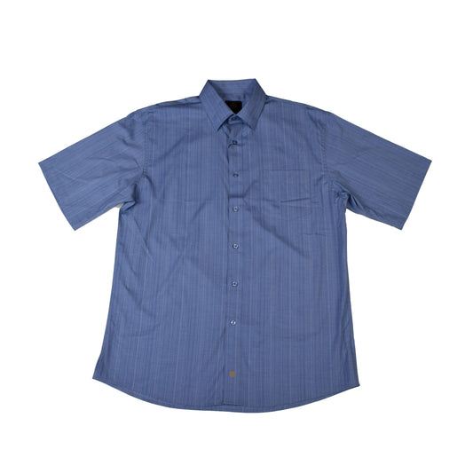 FX Fusion Short Sleeve Multi Line Soft Stripe Sport Shirt Blue Solid