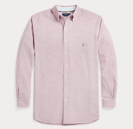 Polo Ralph Lauren Classic Fit Oxford Shirt Crimson/White - Hajjar's Big & Tall Mens Clothing