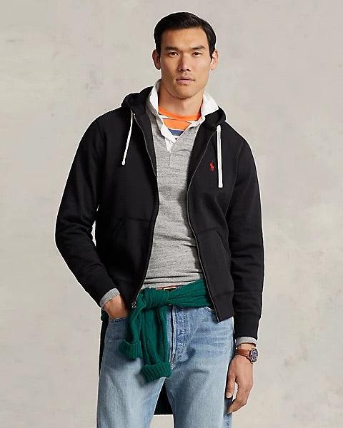 Polo Ralph Lauren Fleece Full Zip Sweatshirt Black - Hajjar's Big & Tall Mens Clothing