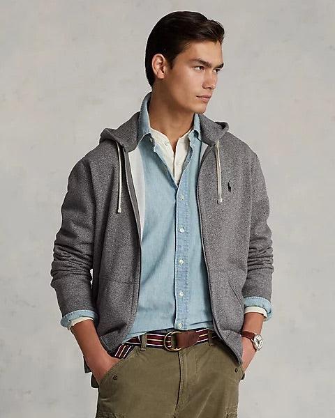Polo Ralph Lauren Fleece Full Zip Sweatshirt Ash Grey - Hajjar's Big & Tall Mens Clothing