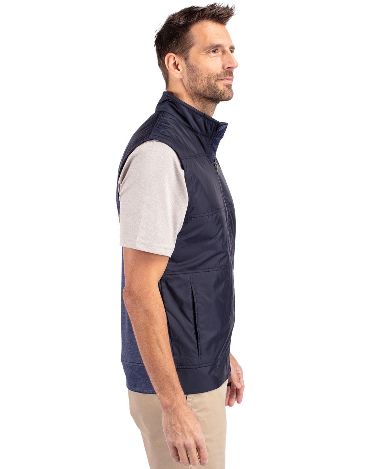Cutter & Buck Stealth Hybrid Quilted Windbreaker Vest Liberty Navy - Hajjar's Big & Tall Mens Clothing