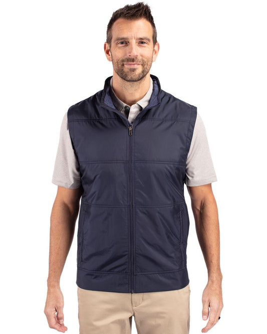 Cutter & Buck Stealth Hybrid Quilted Windbreaker Vest Liberty Navy - Hajjar's Big & Tall Mens Clothing