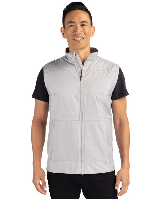 Cutter & Buck Stealth Hybrid Quilted Windbreaker Vest Polished - Hajjar's Big & Tall Mens Clothing