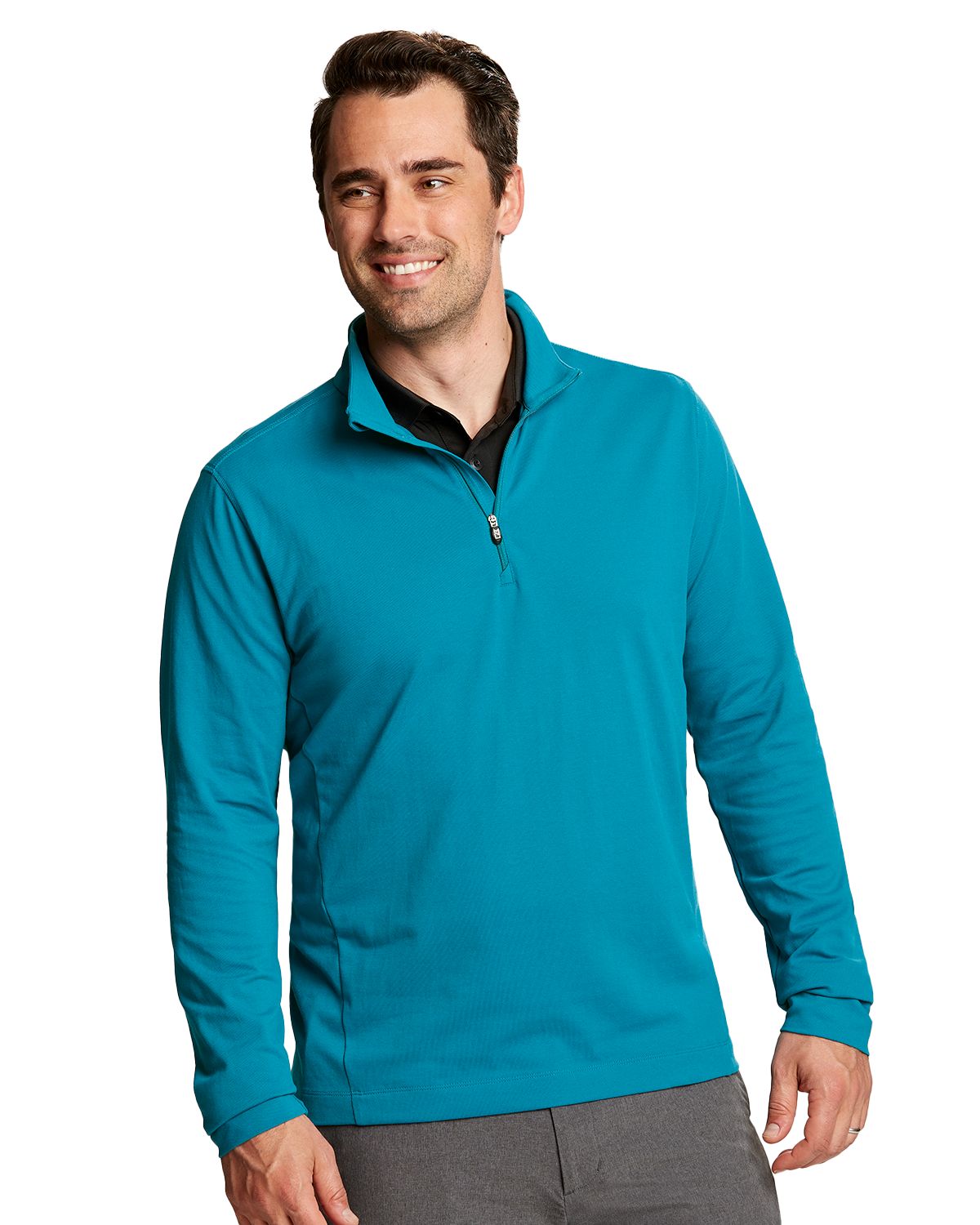 Cutter & Buck Advantage Zip Mock Teal Blue