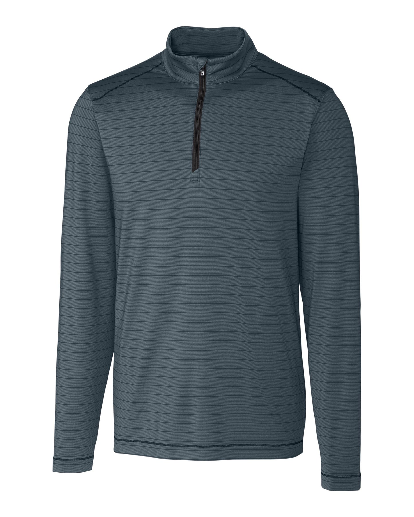 Cutter & Buck Holman Stripe Half Zip Black Heather - Hajjar's Big & Tall Mens Clothing