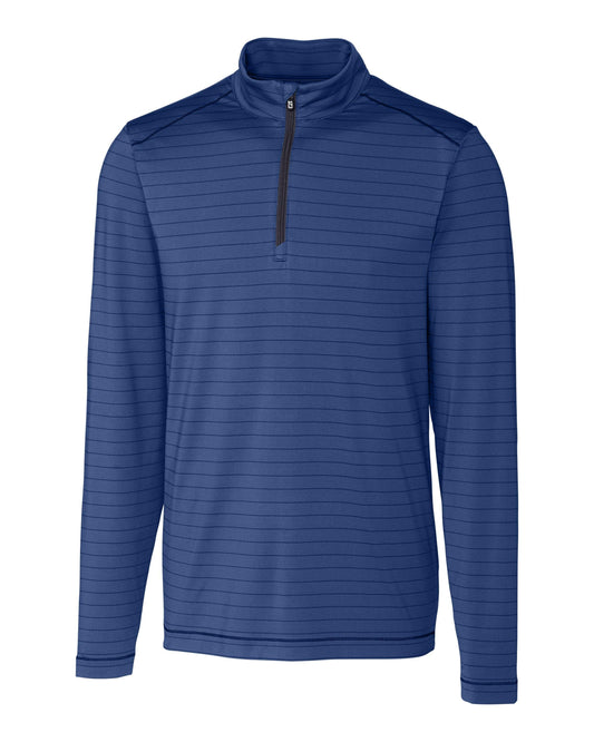 Cutter & Buck Holman Stripe Half Zip Liberty Navy Heather - Hajjar's Big & Tall Mens Clothing
