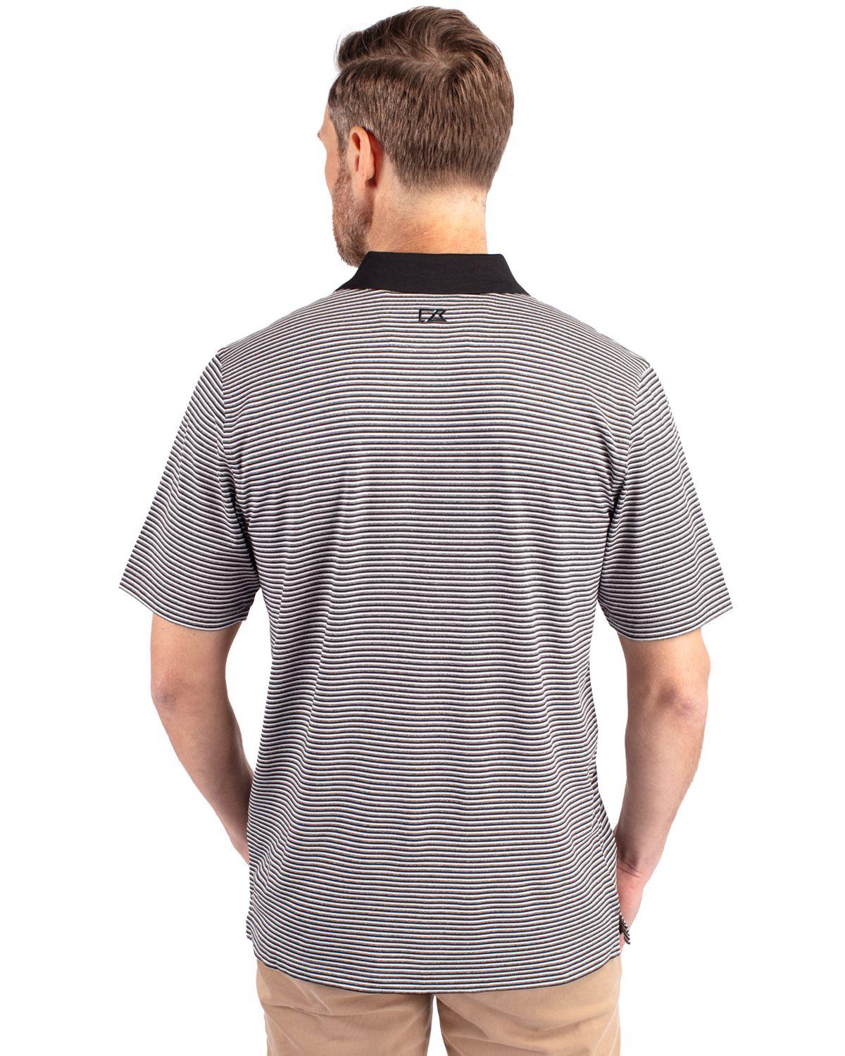 Cutter & Buck Forge Polo Tonal Stripe Black - Hajjar's Big & Tall Mens Clothing