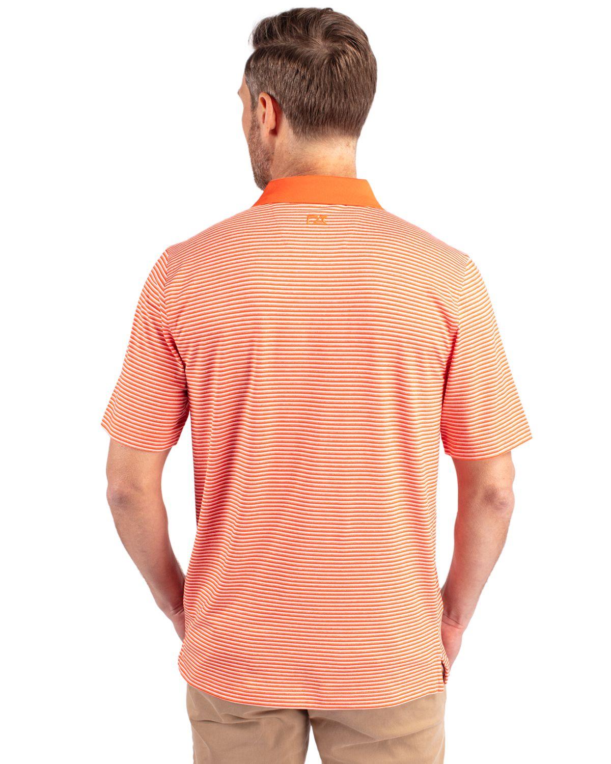 Cutter & Buck Forge Polo Tonal Stripe Orange - Hajjar's Big & Tall Mens Clothing