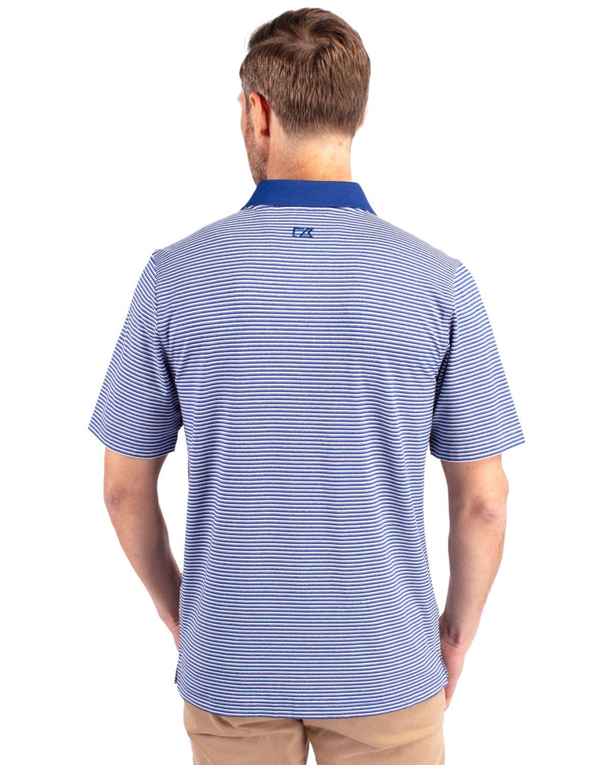 Cutter & Buck Forge Polo Tonal Stripe Tour Blue - Hajjar's Big & Tall Mens Clothing