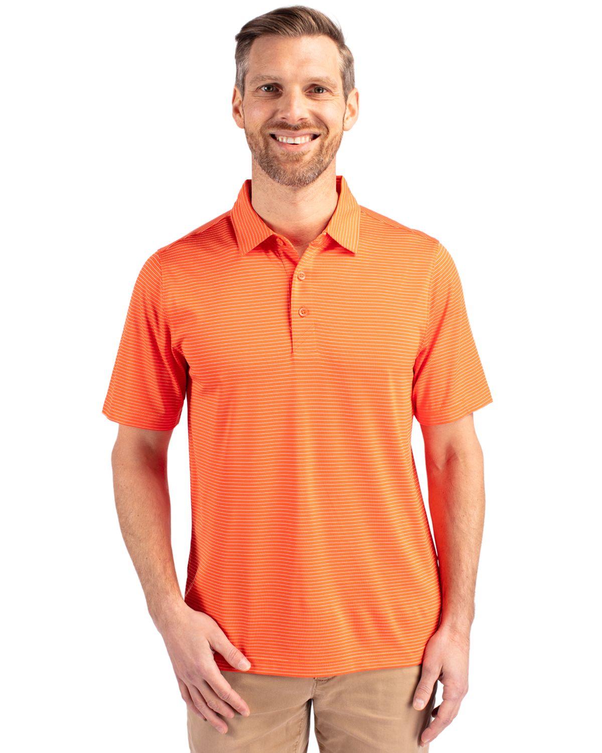 Cutter & Buck Forge Pencil Stripe Orange - Hajjar's Big & Tall Mens Clothing