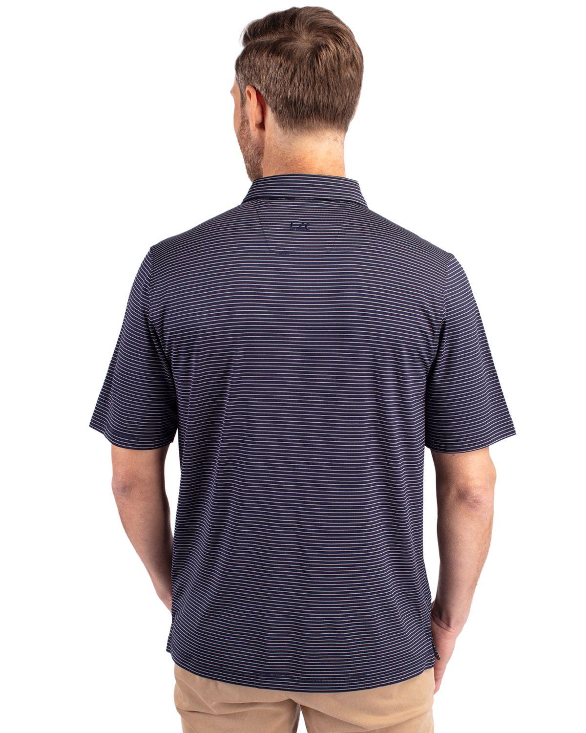 Cutter & Buck Forge Pencil Stripe Polo Liberty Navy - Hajjar's Big & Tall Mens Clothing