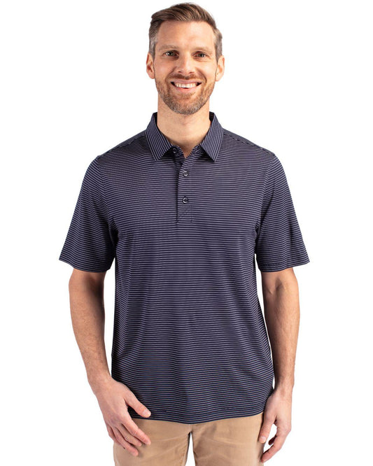 Cutter & Buck Forge Pencil Stripe Polo Liberty Navy - Hajjar's Big & Tall Mens Clothing