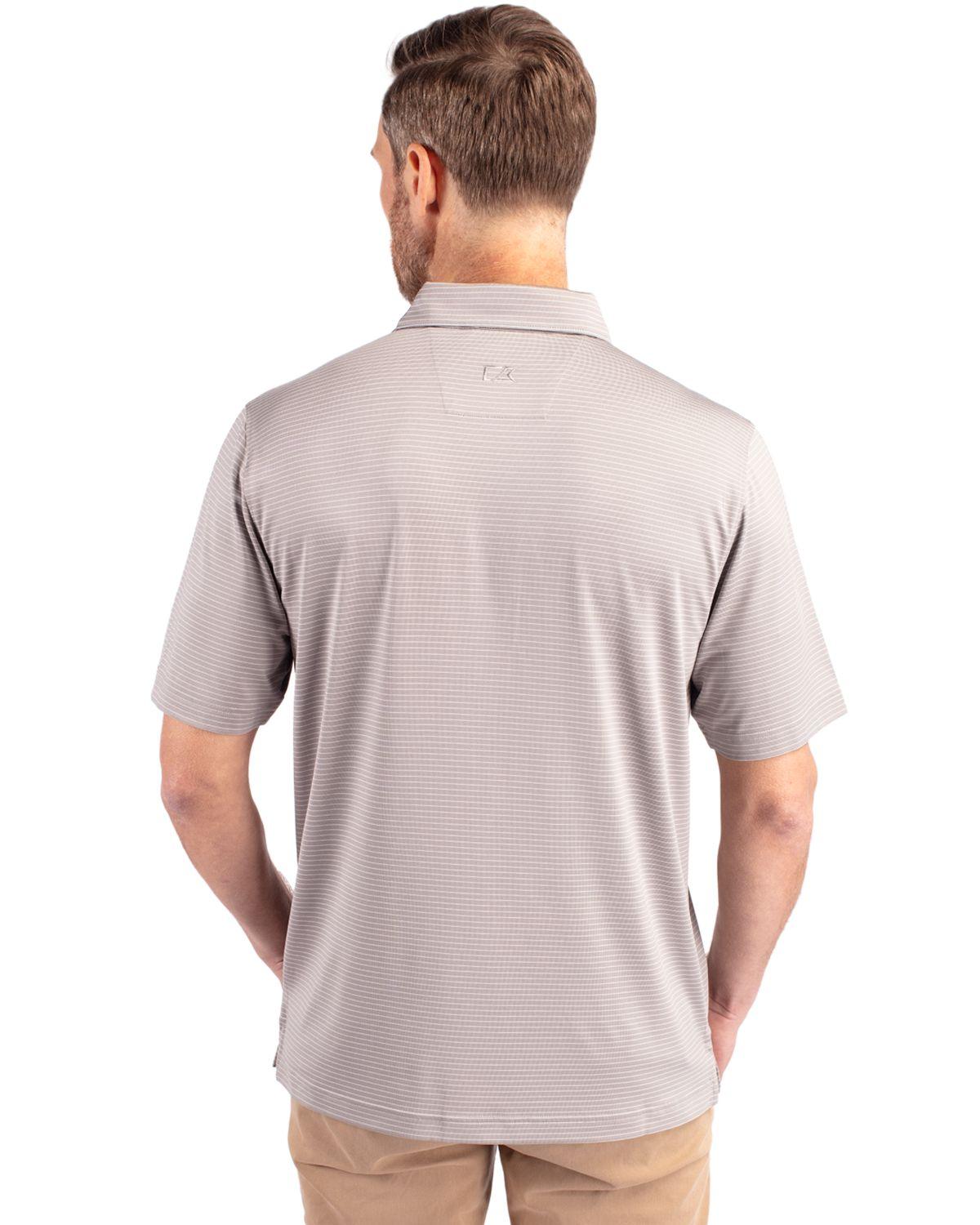 Cutter & Buck Forge Pencil Stripe Polo Polished Grey - Hajjar's Big & Tall Mens Clothing