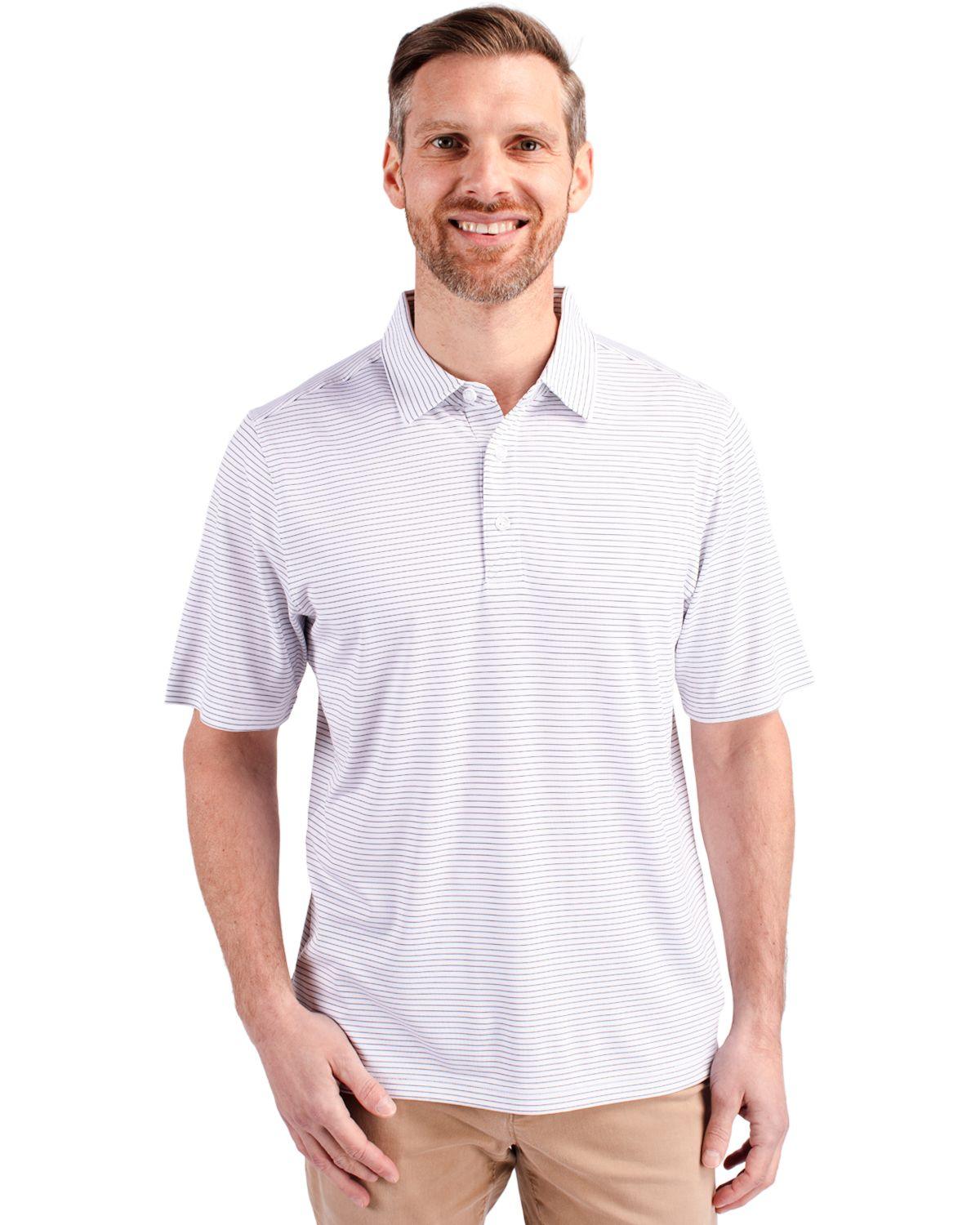 Cutter & Buck Forge Pencil Stripe White - Hajjar's Big & Tall Mens Clothing