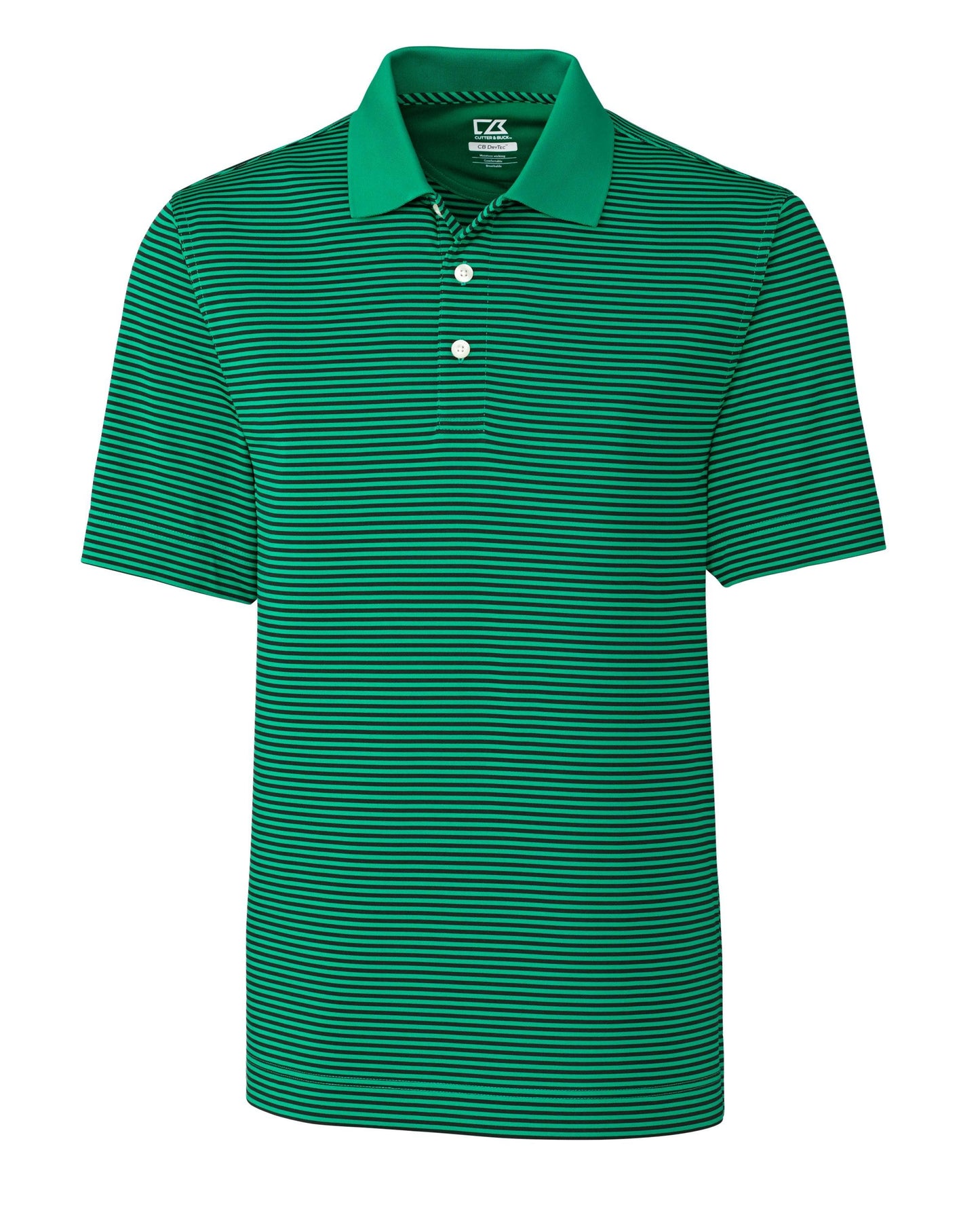 Cutter & Buck DryTec Trevor Stripe Green/Black - Hajjar's Big & Tall Mens Clothing