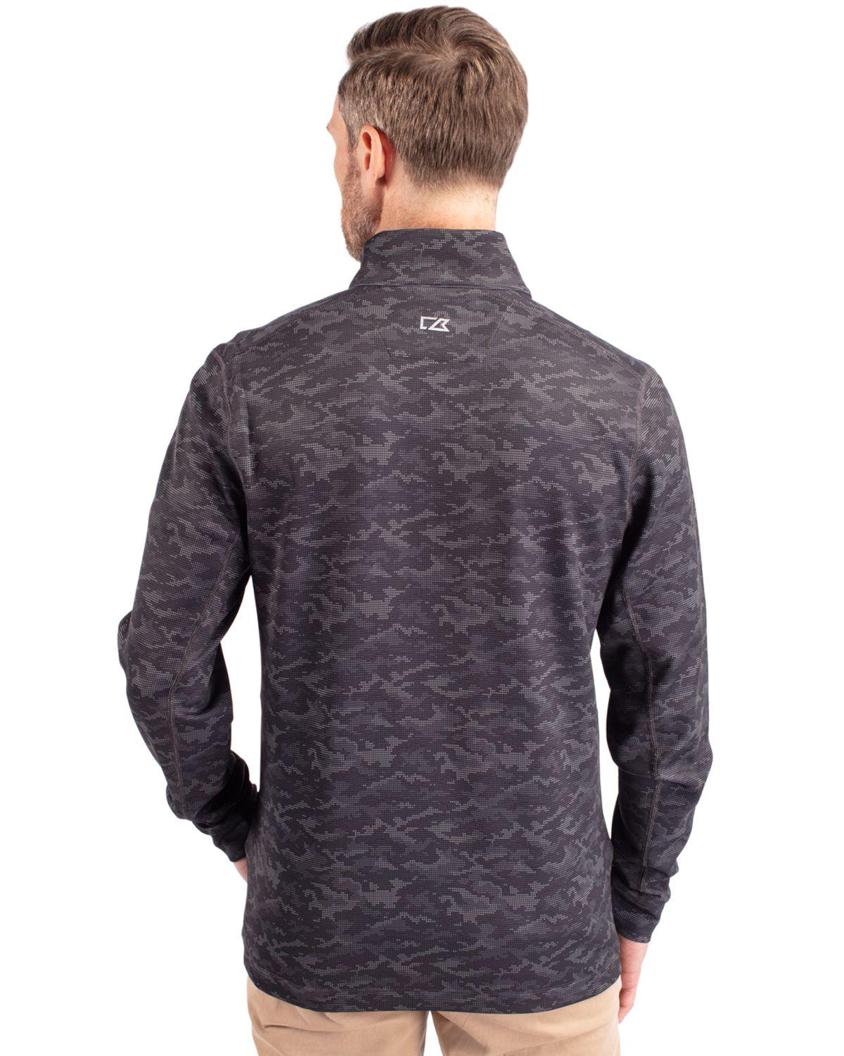 Cutter & Buck Traverse Stretch Camo Print Eco Quarter Zip Pullover Black - Hajjar's Big & Tall Mens Clothing