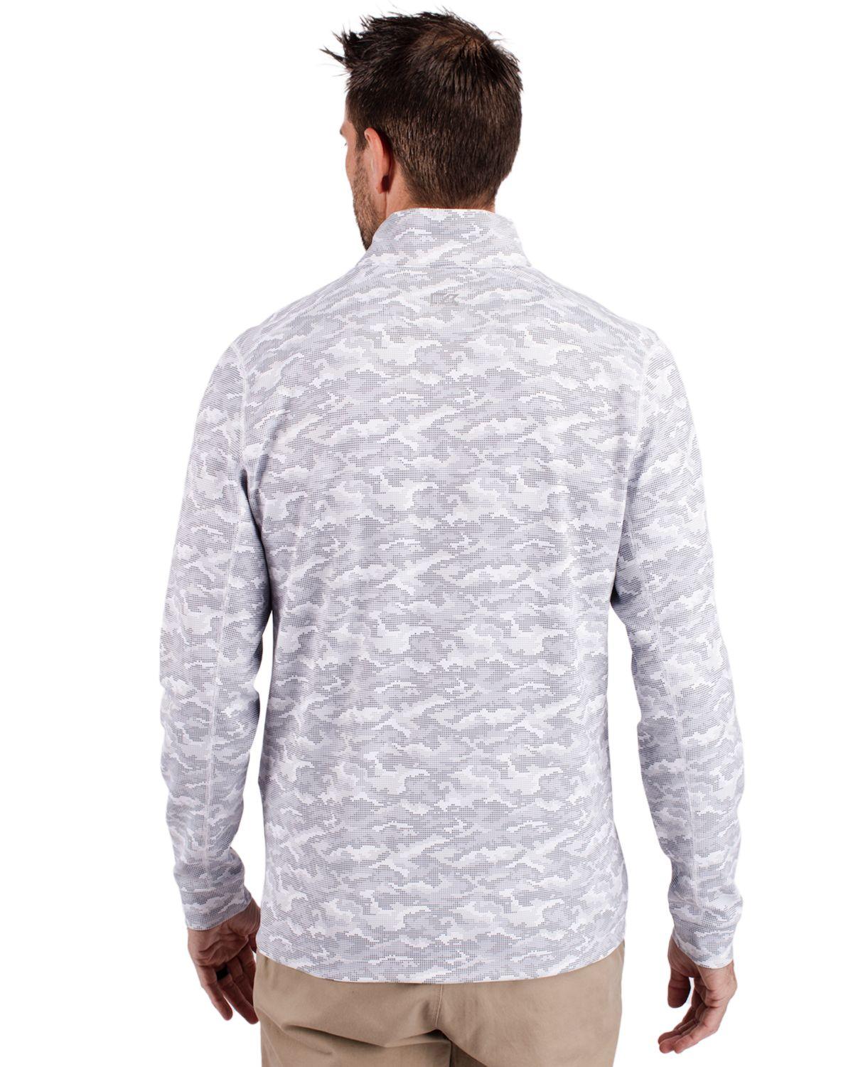 Cutter & Buck Traverse Stretch Camo Print Eco Quarter Zip Pullover Charcoal - Hajjar's Big & Tall Mens Clothing