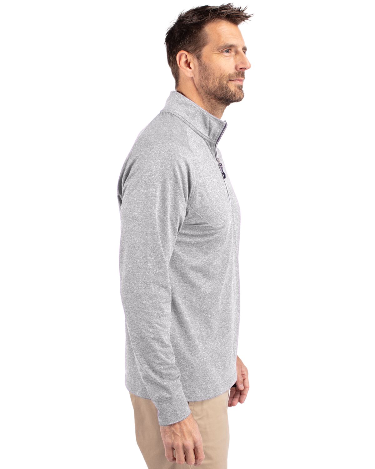 Cutter & Buck Adapt Eco Knit Heather Quarter Zip Pullover Polished Grey Heather