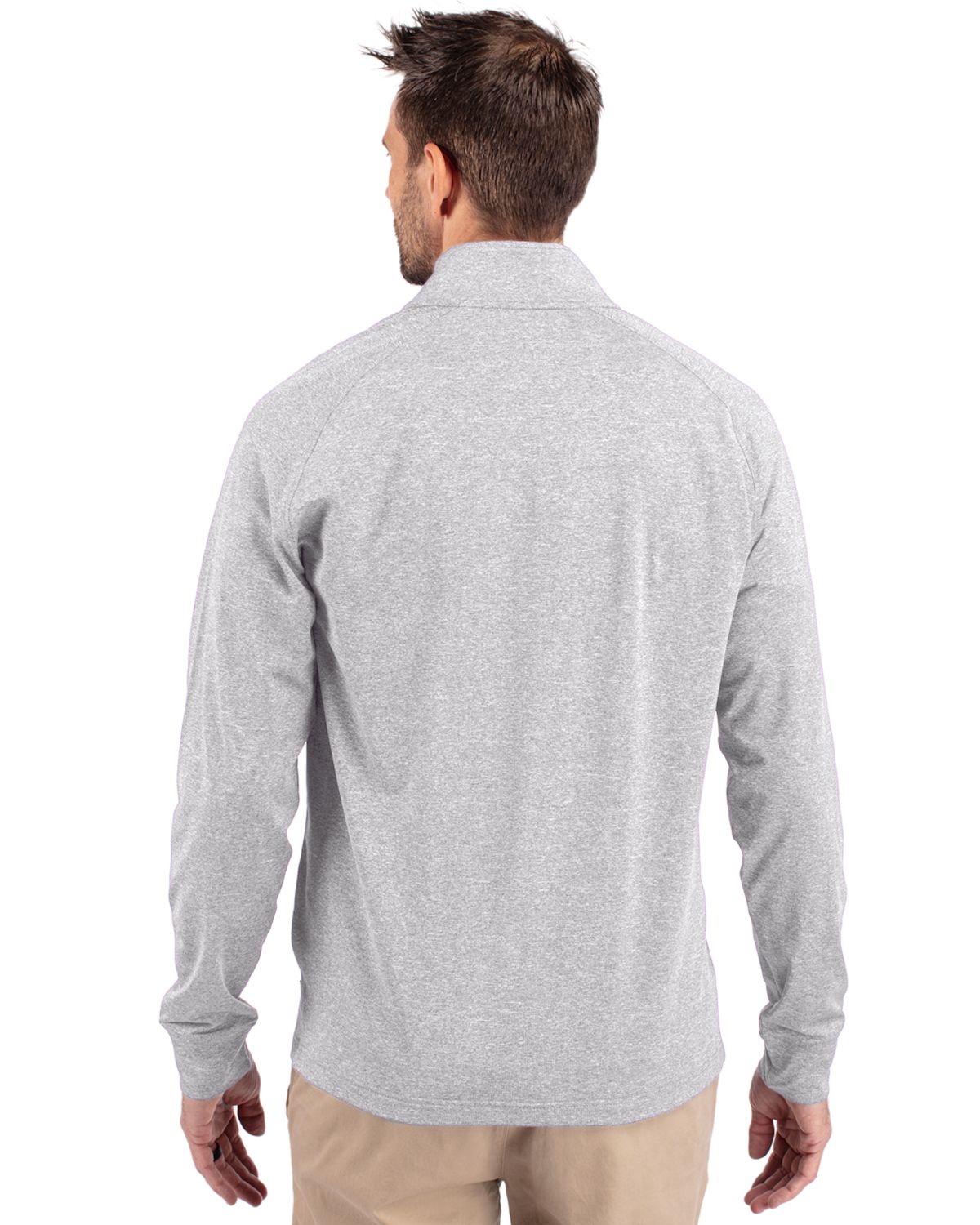 Cutter & Buck Adapt Eco Knit Heather Quarter Zip Pullover Polished Grey Heather