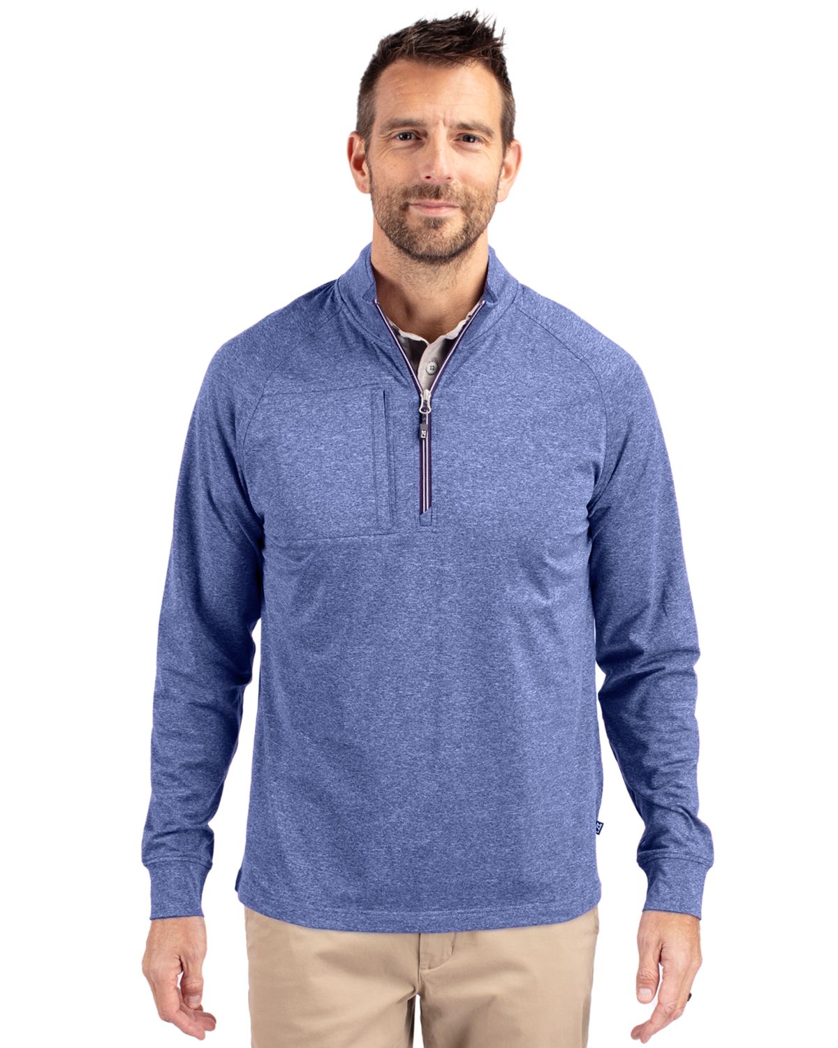 Cutter Buck Adapt Eco Knit Heather Quarter Zip Pullover Tour