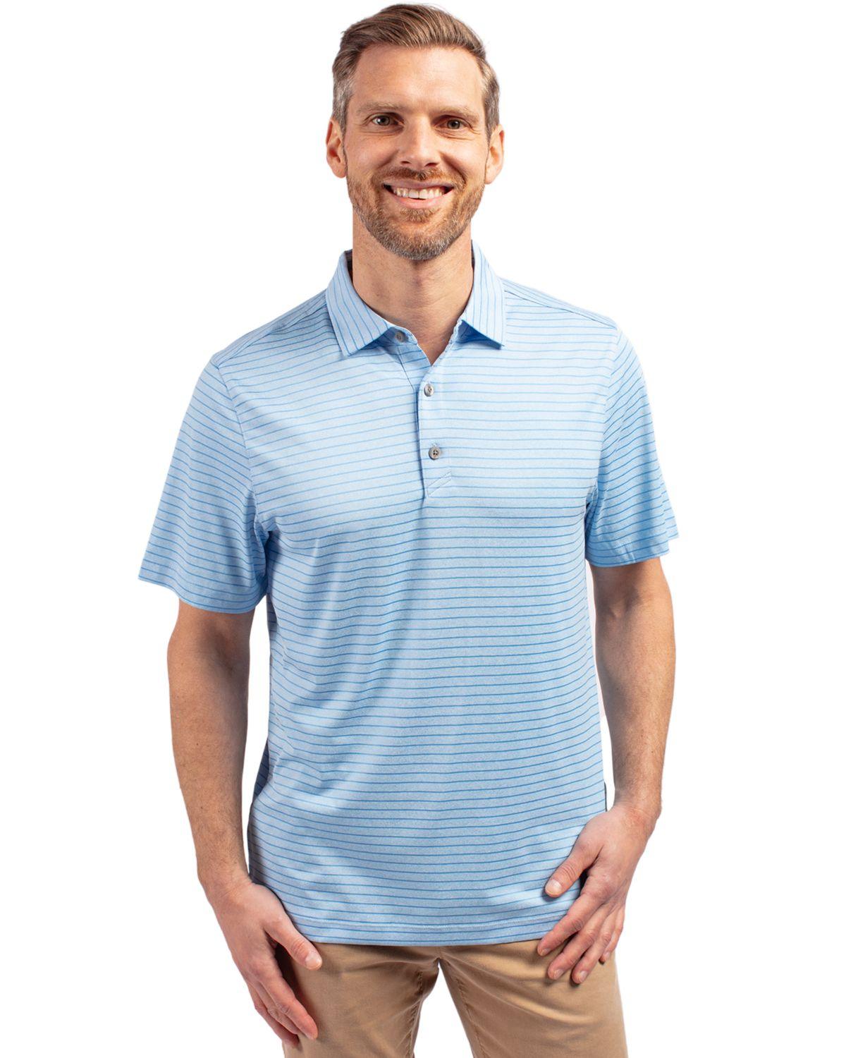 Cutter & Buck Forge Eco Heather Stripe Stretch Polo Atlas Heather - Hajjar's Big & Tall Mens Clothing
