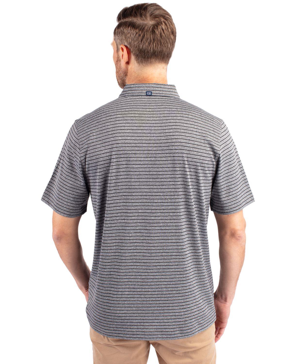 Cutter & Buck Forge Eco Heather Stripe Stretch Polo Black Heather - Hajjar's Big & Tall Mens Clothing