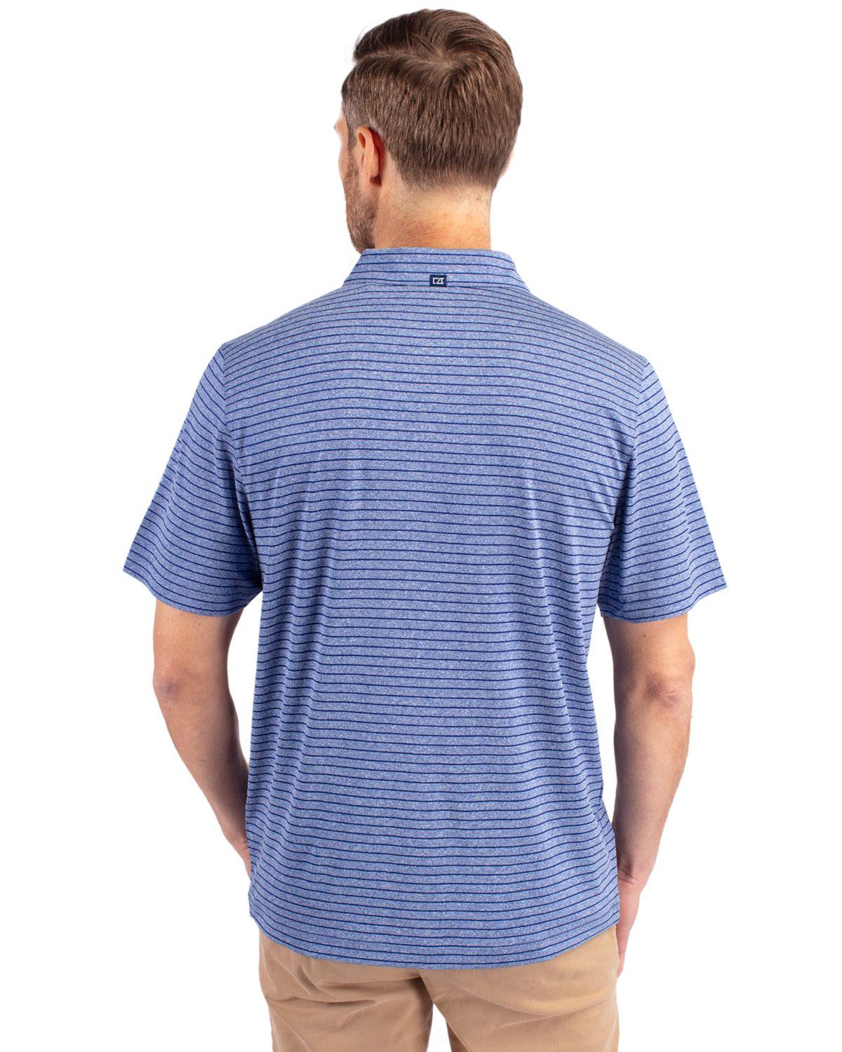 Cutter & Buck Forge Eco Heather Stripe Stretch Polo Tour Blue Heather - Hajjar's Big & Tall Mens Clothing