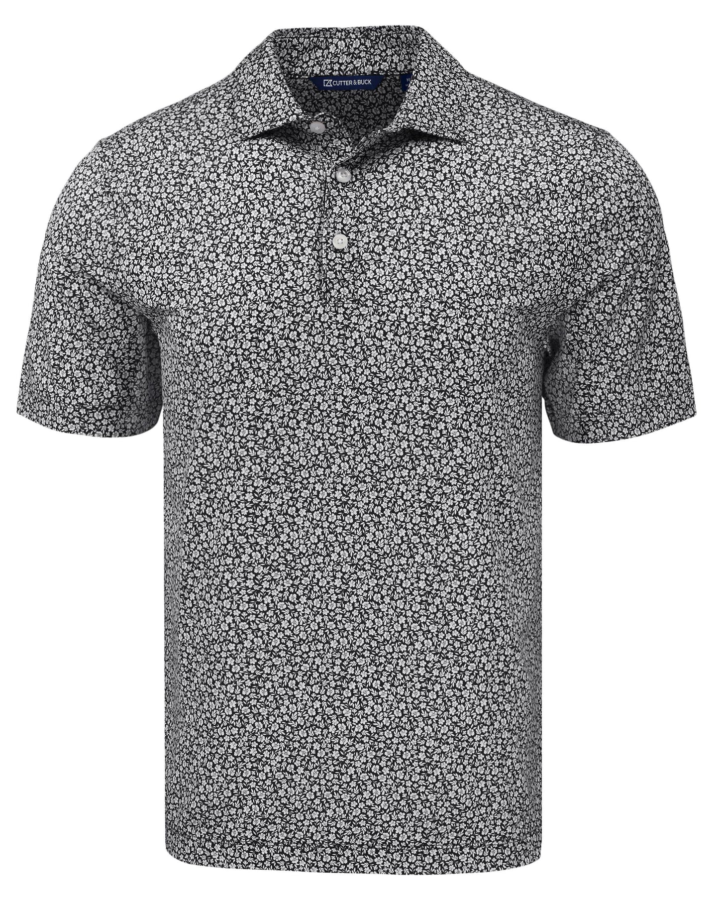 Cutter & Buck Pike Eco Floral Print Polo Black - Hajjar's Big & Tall Mens Clothing