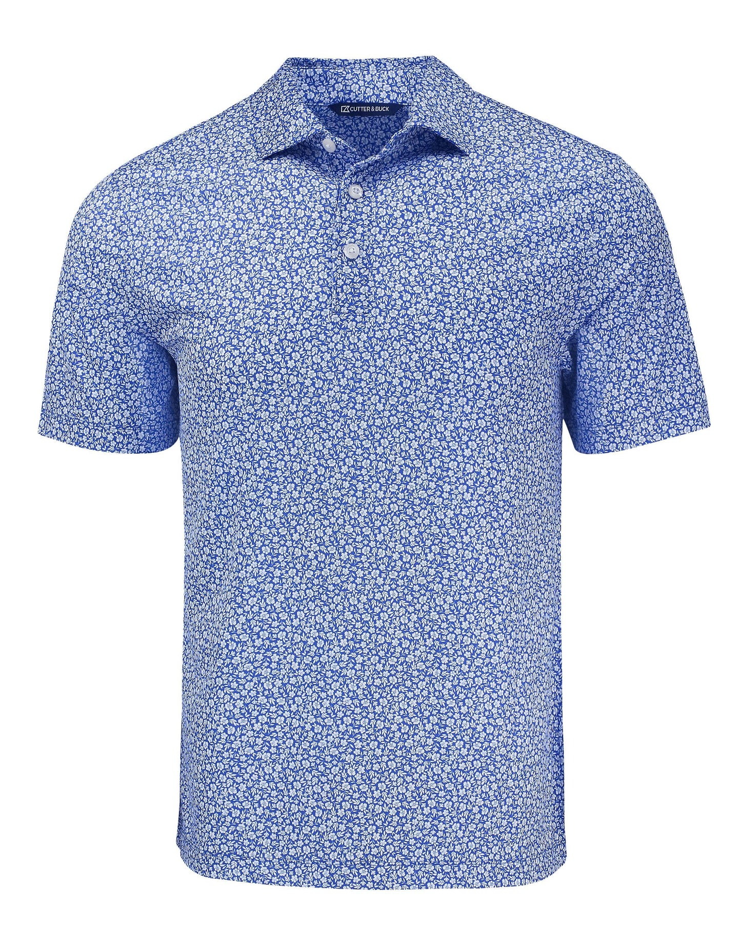 Cutter & Buck Pike Eco Floral Print Polo Chelan Blue - Hajjar's Big & Tall Mens Clothing