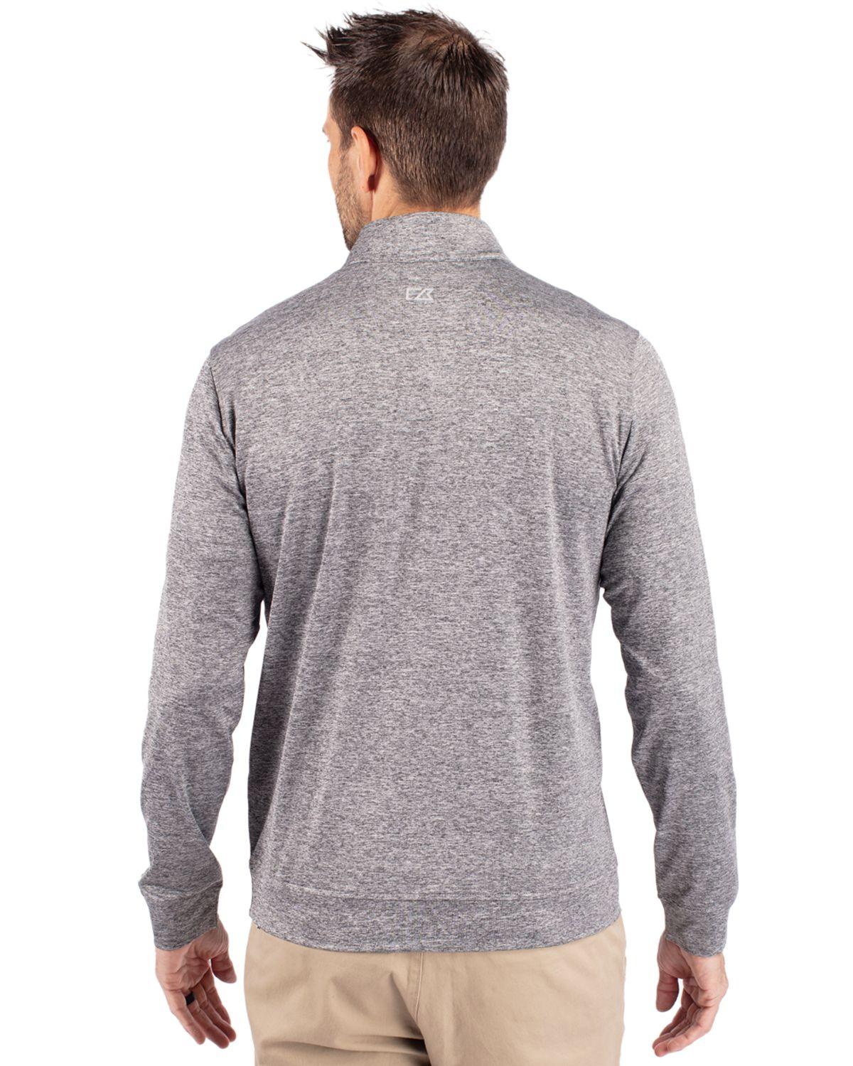 Cutter & Buck Stealth Heathered Quarter Zip Pullover Elemental Grey - Hajjar's Big & Tall Mens Clothing