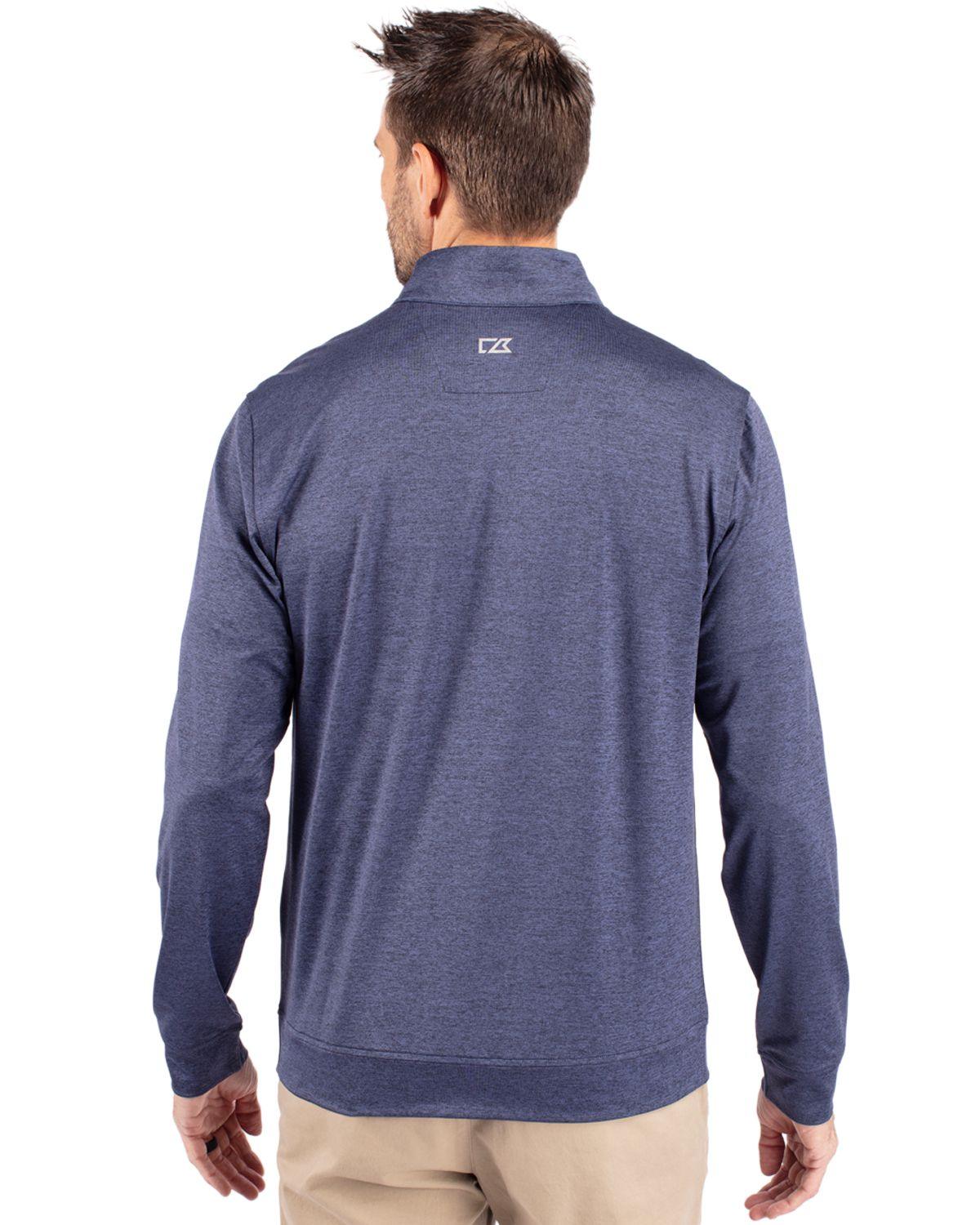 Cutter & Buck Stealth Heathered Quarter Zip Pullover Navy - Hajjar's Big & Tall Mens Clothing