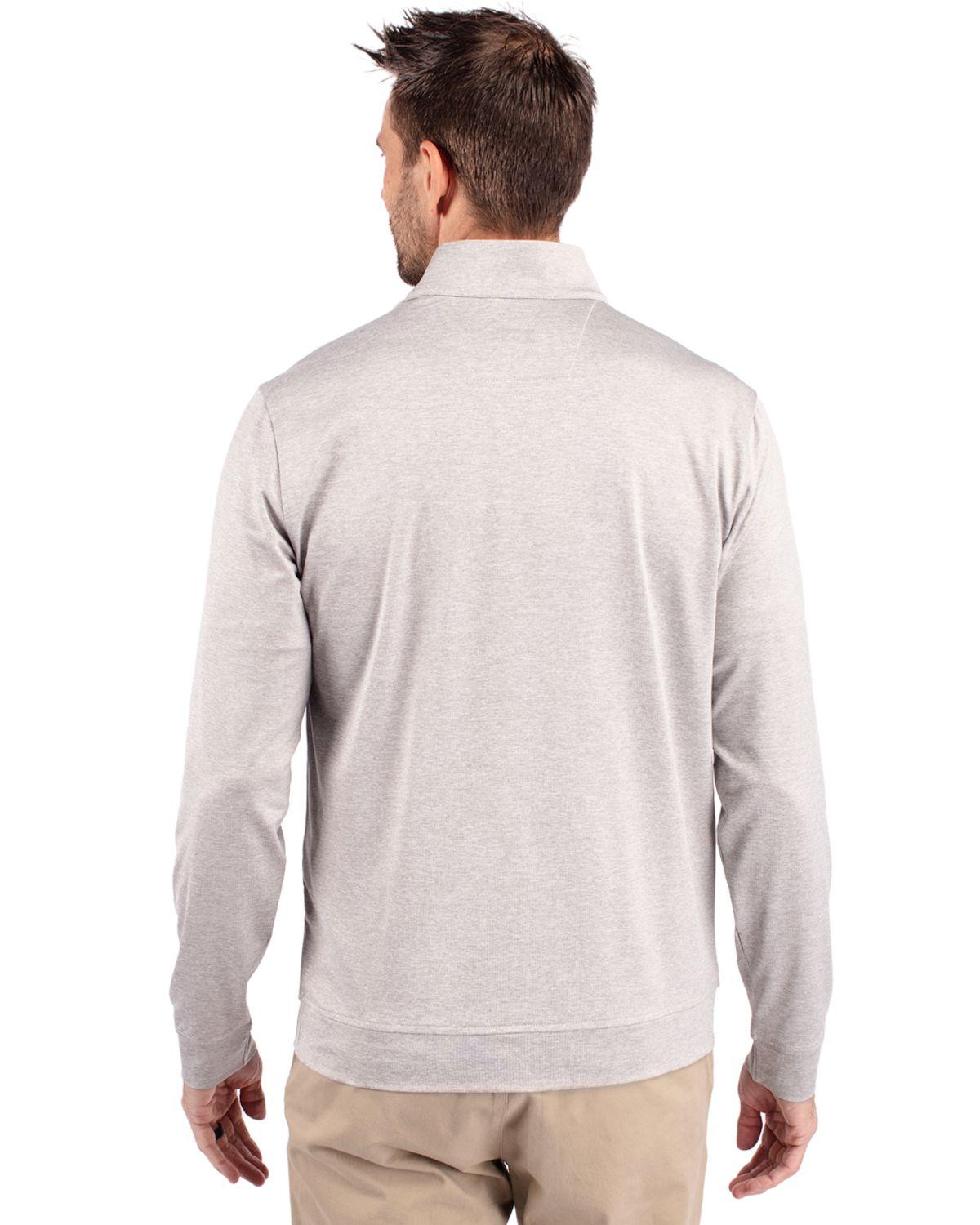 Cutter & Buck Stealth Heathered Quarter Zip Pullover Polished - Hajjar's Big & Tall Mens Clothing