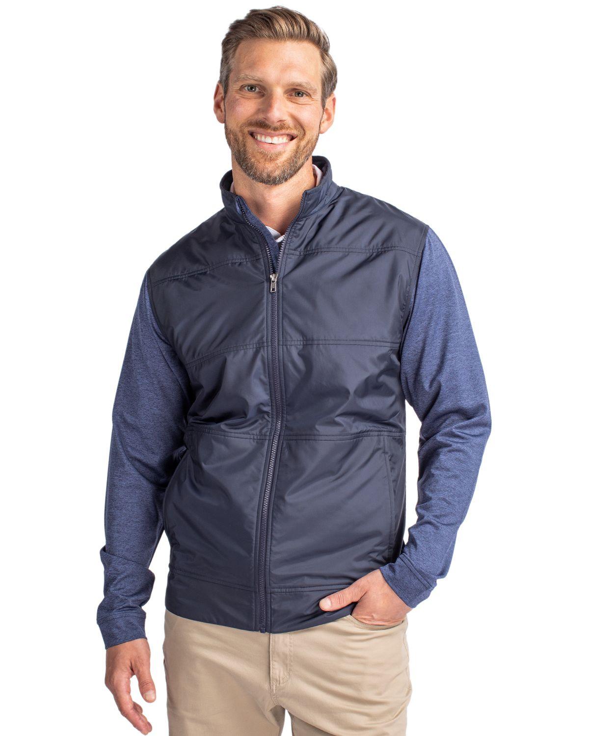 Cutter & Buck Stealth Full Zip Jacket Navy - Hajjar's Big & Tall Mens Clothing