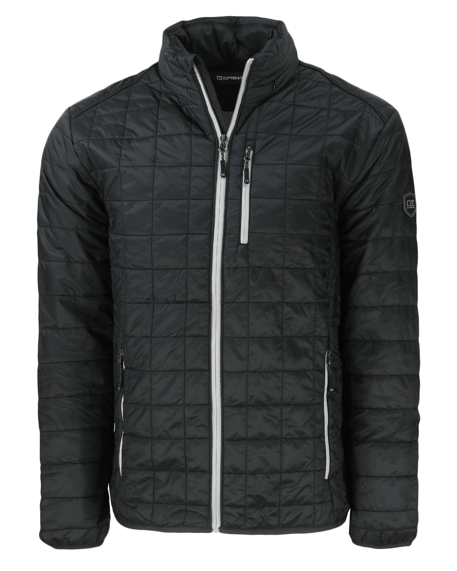 Cutter & Buck Rainier PrimaLoft Eco Insulated Puffer Jacket Black - Hajjar's Big & Tall Mens Clothing