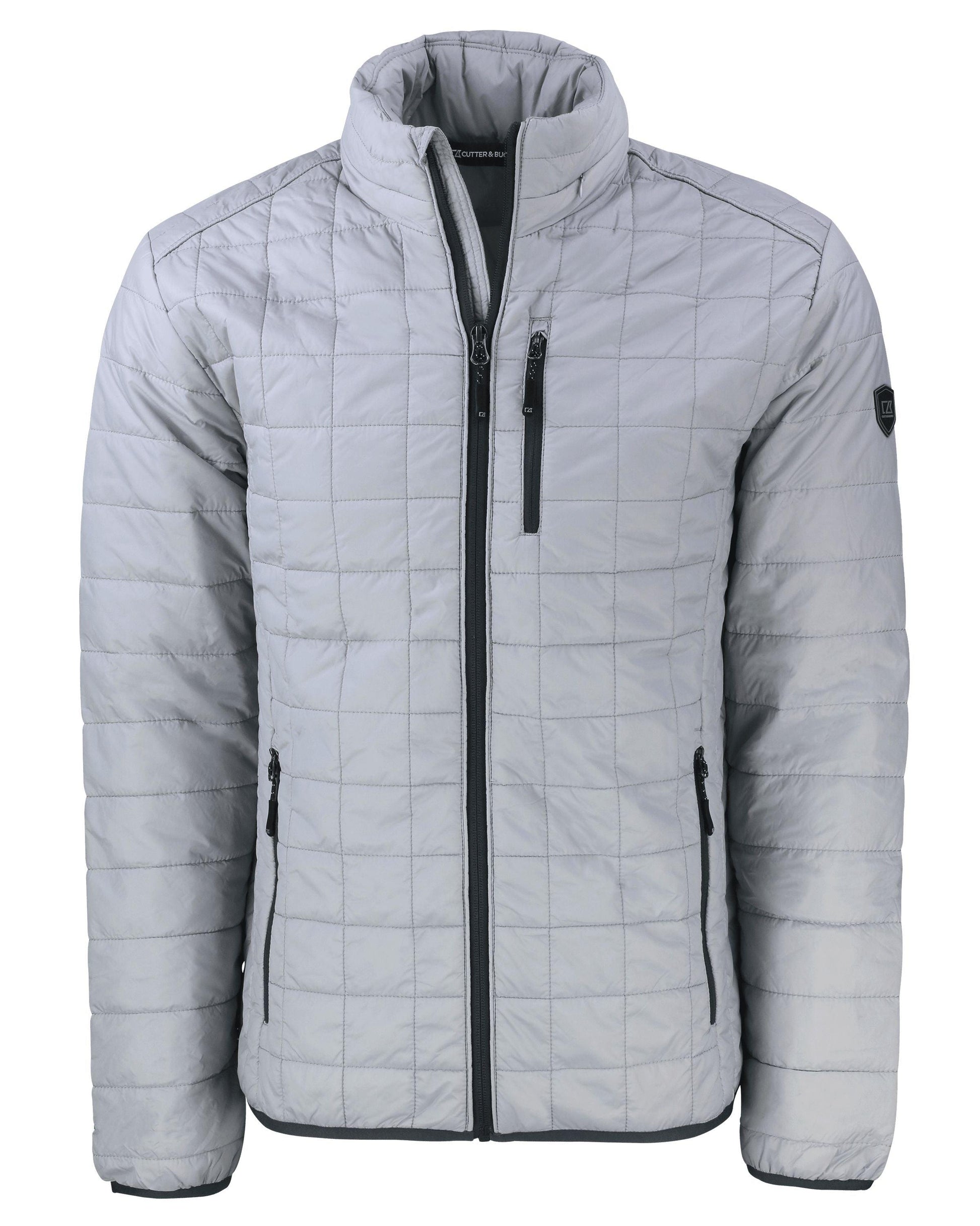 Cutter & Buck Rainier PrimaLoft Eco Insulated Puffer Jacket Polished Grey - Hajjar's Big & Tall Mens Clothing
