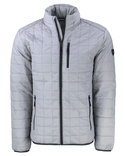 Cutter & Buck Rainier PrimaLoft Eco Insulated Puffer Jacket Polished Grey - Hajjar's Big & Tall Mens Clothing