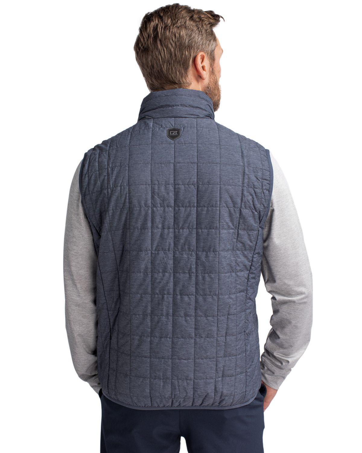 Cutter & Buck Rainier PrimaLoft Eco Insulated Full Zip Puffer Vest Blue - Hajjar's Big & Tall Mens Clothing